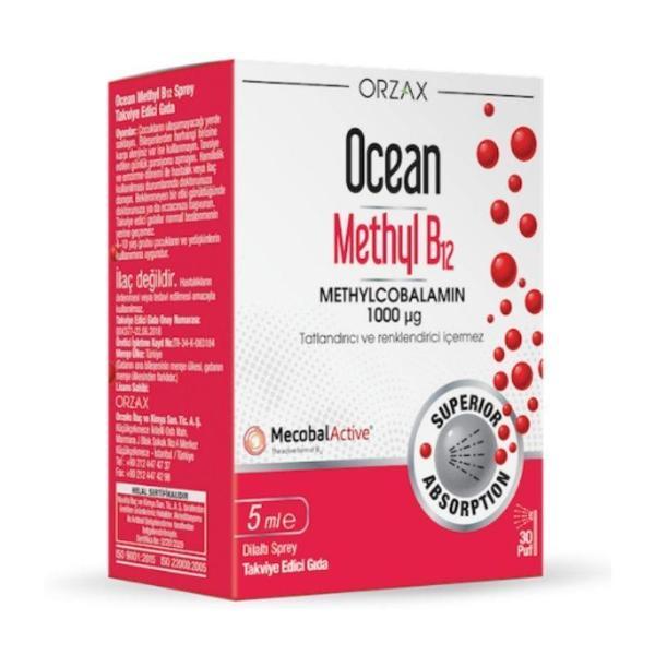 Orzax Ocean 1000 mg Methyl Cobalamin B12 Sprey 5 ml - Image 1