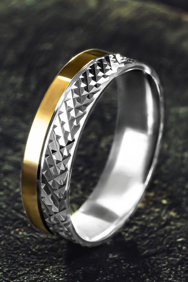 Osmanlı Gümüş Erkek Gümüş Alyans - Prizmatik Model 925 Ayar Erkek Yüzük - Image 1