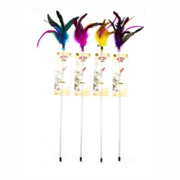 Catlife Zilli Tüylü Kedi Oltası Oyuncağı Karışık Renk 55 Cm - Image 1