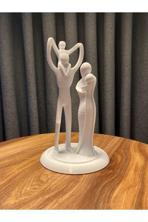 Ela Crafts Anne Baba Çocuklar Biblosu Aile Temalı Hediyelik Dekoratif Obje 19 Cm - Image 1