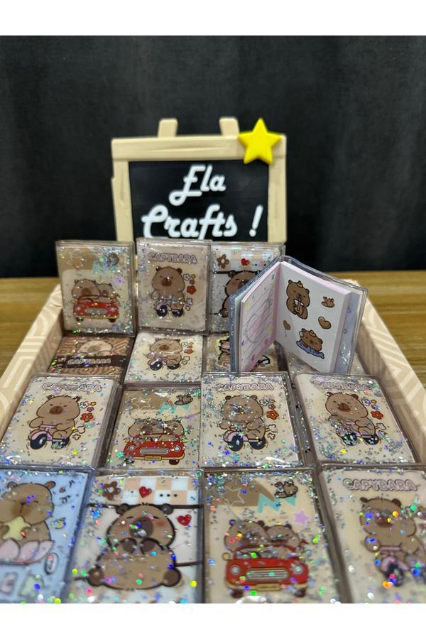 Ela Crafts 3 Adet Sulu Kapaklı Cappybara Tasarım Mini Not Defteri & Sticker | 24 Sayfa | 5,5X4,5 Cm - Image 1