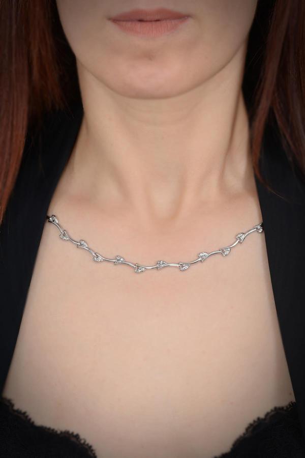 Osmanlı Gümüş Ayışığı Kalp Figürlü Çiçek Desenli Gümüş Kadın Kolye - Gklayısıgı1-Gms - Image 1