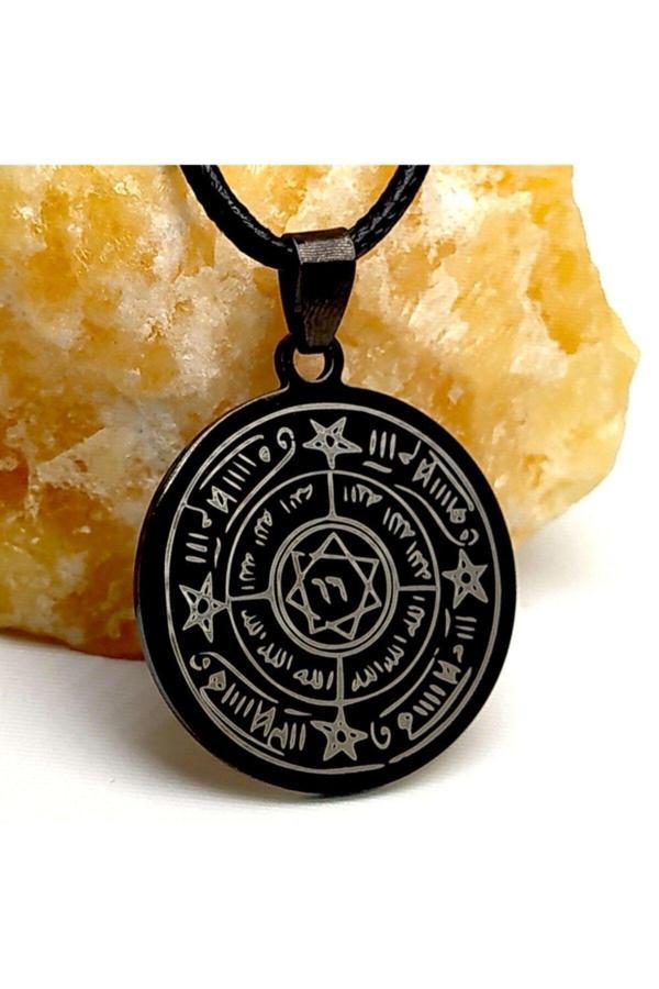 Osmanlı Gümüş Celcelutiye Ve Ismi Azam Vefki Bayan Erkek Çelik Deri Kolye - Image 1