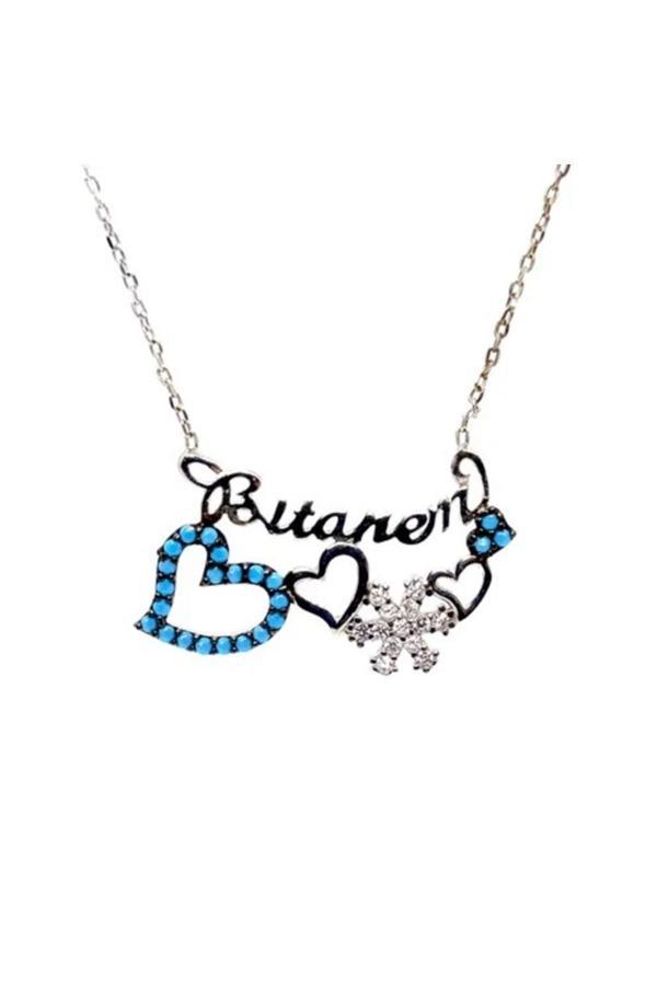 Osmanlı Gümüş Kalpli Ve Kar Taneli Bitanem Gümüş Kolye Zincir - Image 1