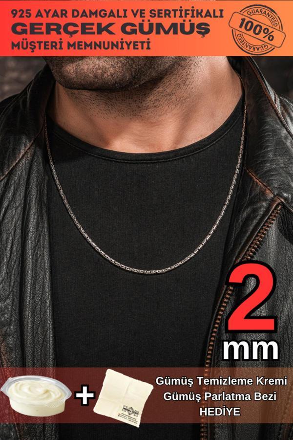 Osmanlı Gümüş 246266144-2Mm Yuvarlak Kral Model 925 Ayar Erkek Gümüş Kolye Zincir 246266144 - Image 1