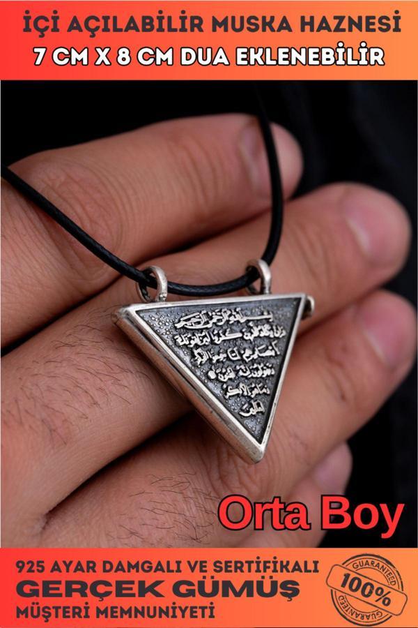Osmanlı Gümüş Nazar Duası Yazılı Gümüş Cevşen Muska Haznesi Orta Boy - Image 1