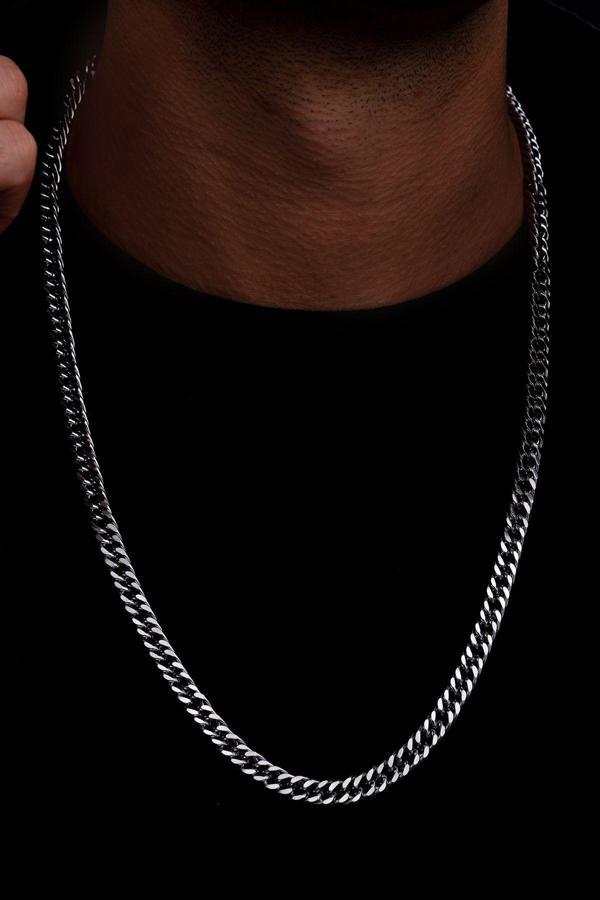 Osmanlı Gümüş Erkek Çelik Kolye - 6.5 Mm Sık Örüm Gurmet Zincir Çelik Kolye - Image 1