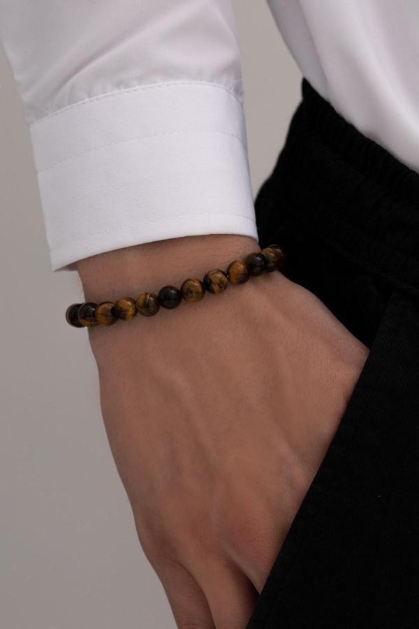 Osmanlı Gümüş Kaplangözü Lav Taşı Ve Oniks Taşlı Erkek Doğaltaş Bileklik - Image 1