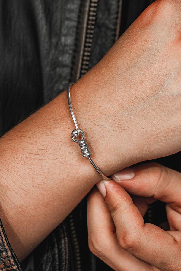 Osmanlı Gümüş Erkek Gümüş Bileklik - El Yapımı Gümüş Zahit Erkek Bileklik Kelepçe - Image 1