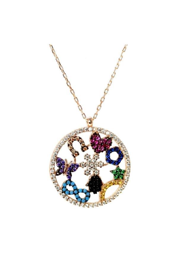 Osmanlı Gümüş Rose Renk Bayan Gümüş Şans Kolyesi - Image 1