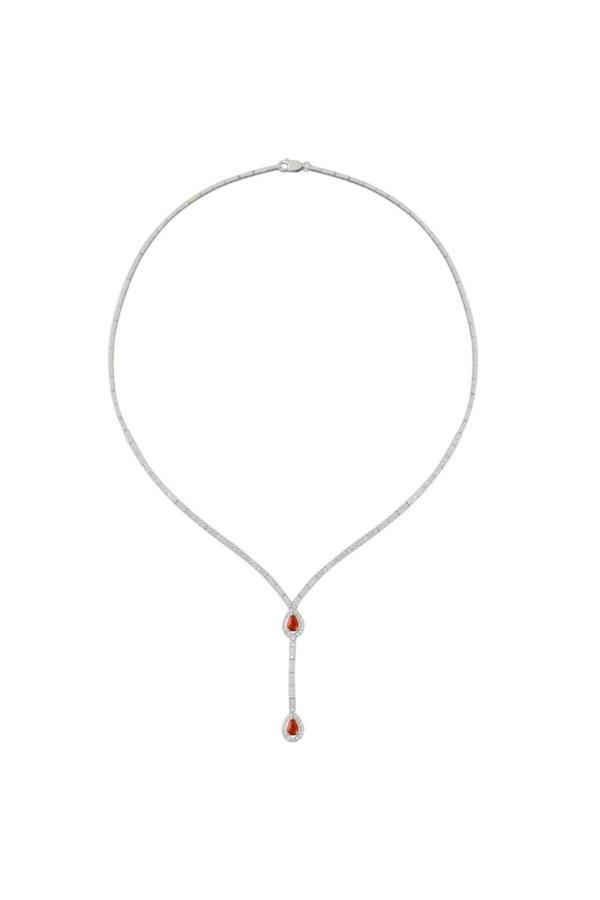 Osmanlı Gümüş Ela Yakut Taşlı Bayan Gümüş Kolye - Image 1