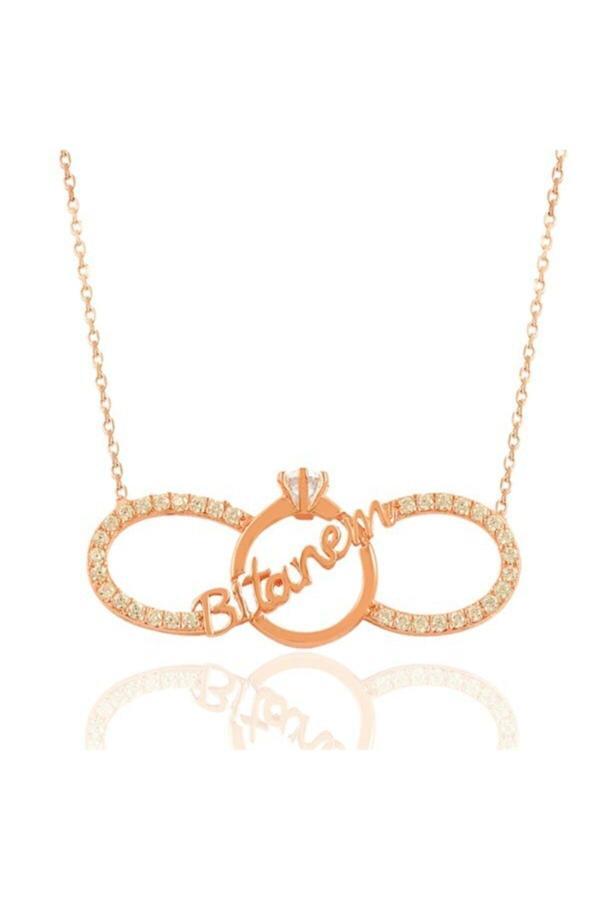 Osmanlı Gümüş Bitanem Yazılı Sonsuzluk Ve Tektaşlı Bayan Gümüş Kolye - Image 1