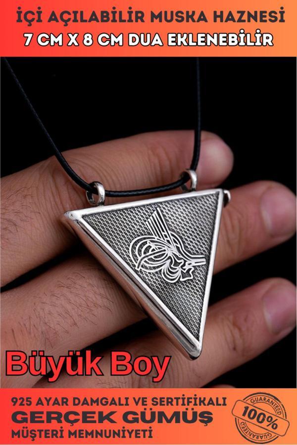 Osmanlı Gümüş Tuğralı Erkek Gümüş Cevşen Muska Haznesi Büyük Boy - Image 1