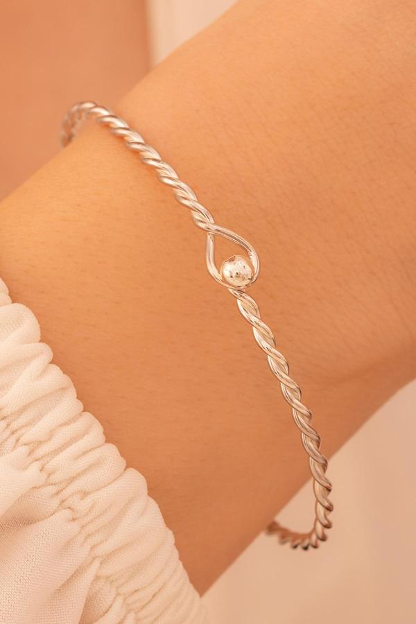 Osmanlı Gümüş Kadın Gümüş Bileklik - El Yapımı İnce Gümüş Zahir Kadın Bileklik Kelepçe - Image 1