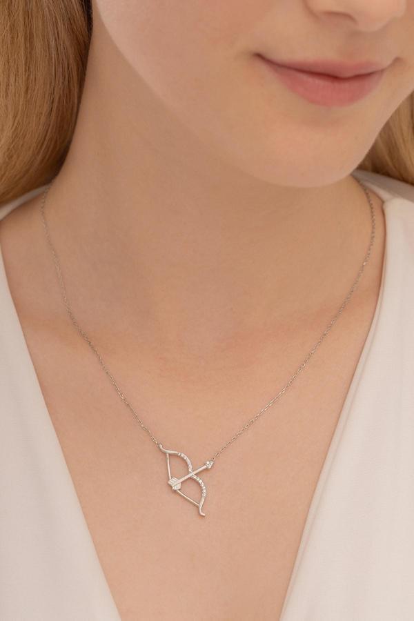 Osmanlı Gümüş Kadın Gümüş Kolye - Ok Yay Gümüş Kolye Zincir - Image 1