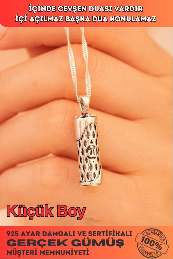 Osmanlı Gümüş Gümüş Allah Yazılı Bayan Muska Cevşen Kolye - Image 1