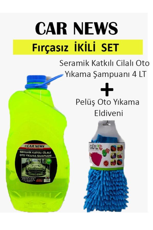 Car News Seramik Katkılı Cilalı Oto Yıkama Şampuanı 4 Lt Ve Pelüş Oto Yıkama Eldiveni - Image 1