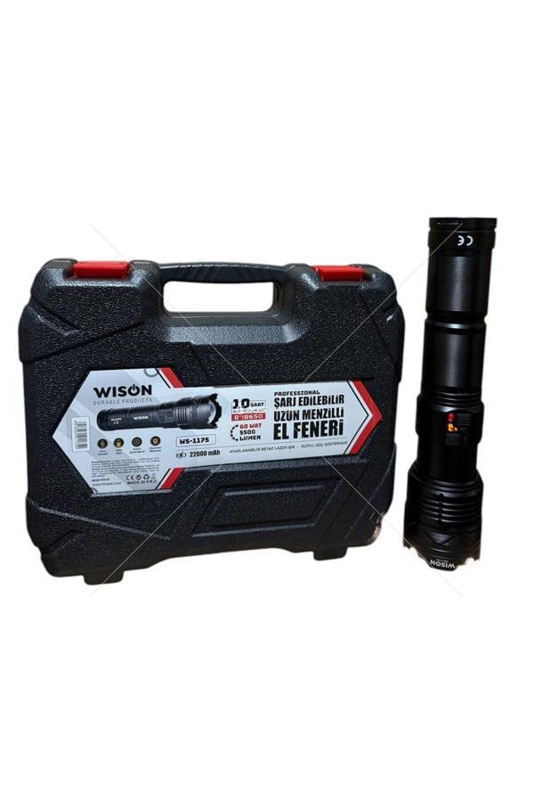 Wison WS-1175 5500 Lümen 60 Watt Profesyonel Şarj Edilebilir Uzun Menzilli El Feneri - Image 1
