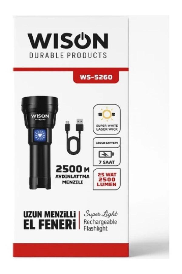 Wison Ws-5260 25watt 2500 Lumen Uzun Menzilli El Feneri - Image 1