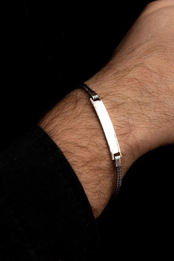 Osmanlı Gümüş Erkek Gümüş Bileklik - 3.5 Mm Gümüş İsim Yazılabilir Tilki Kuyruğu Model Erkek Bileklik - Image 1