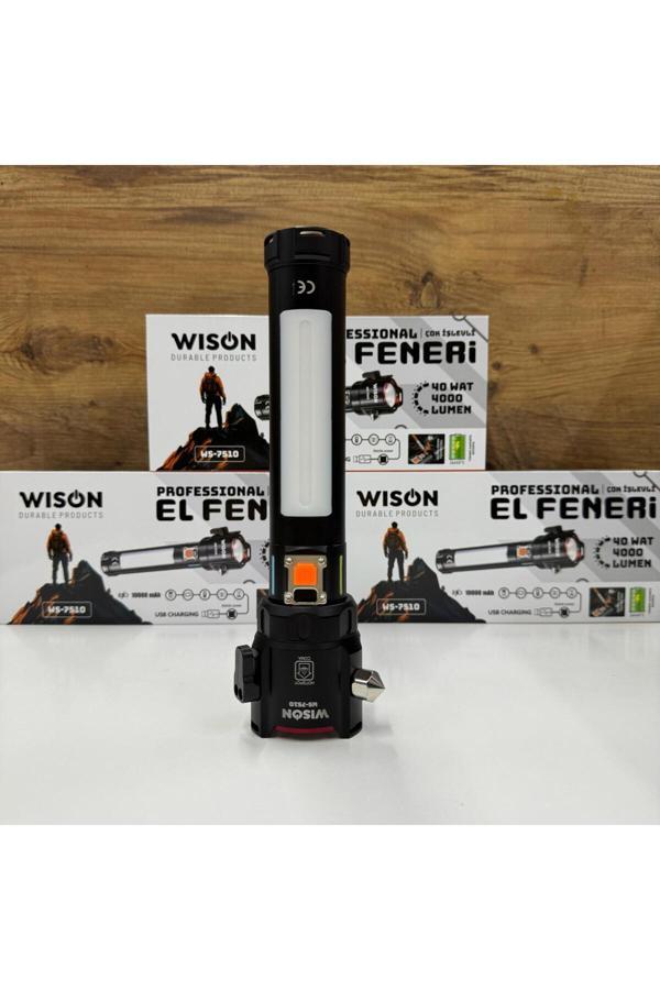 Wison Ws-7510 4000 Lümen 40 Watt Çok Fonksiyonlu Profosyonel Kampçı El Feneri - Image 1
