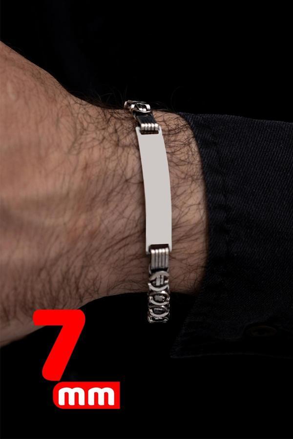 Osmanlı Gümüş Erkek Gümüş Kolye - İsim Yazılan Gümüş Erkek Bileklik Künye Oksitli Euro Kral Model - Image 1