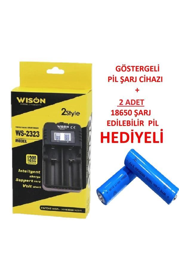 Estiko Wison Göstergeli Pil Şarj Cihazı + 18650 Şarj Edilebilir Pil Hediyeli - Image 1
