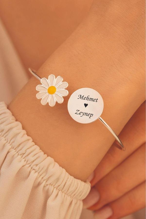 Osmanlı Gümüş Kadın Gümüş Bileklik - Gümüş Papatya Model Kadın Bileklik - Image 1