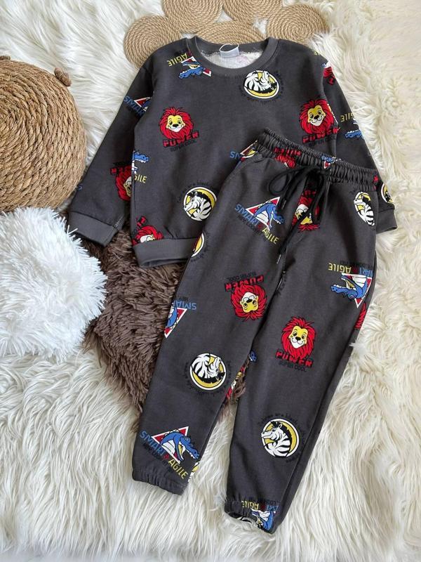 Çocuk Eşofman Takımı – Animal Baskılı, %100 Pamuk - Image 1