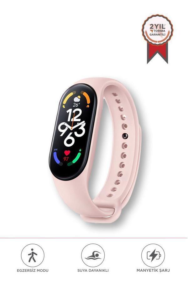 M7 Smart Watch Band Akıllı Bileklik Spor Modlu Full Fonksiyon Pembe - Image 1