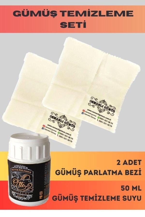 Osmanlı Gümüş Gümüş Parlatma Temizleme Seti Gümüş Temizleme Suyu + Gümüş Parlatıcı Bez - Image 1