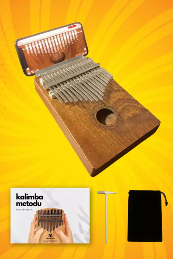 Telefon Tutuculu 17 Tuşlu Maun Kalimba Seti - Image 1