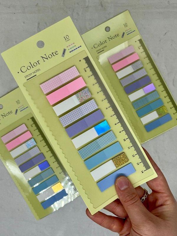 10 Renkli Cetvelli Altın Ve Gümüş Yaldızlı Pembe Ve Mavi Tonları Şeffaf Pet Indeks/post-it/postit - Image 1