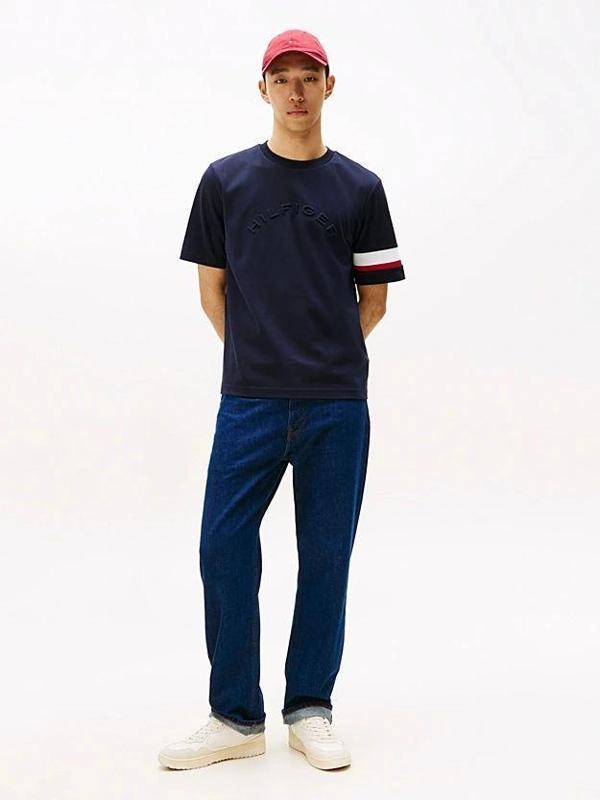 Tommy Hilfiger İkonik Renk Bloklu Eklemeli Erkek Mavi T-shirt MW0MW40018DW5 - Image 1
