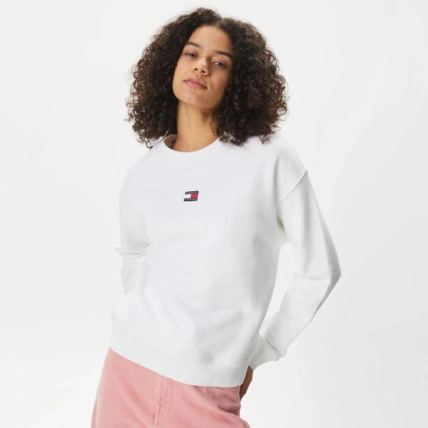 Tommy Hilfiger TJW Armalı Kutu Kesim Bisiklet Yaka Kadın Beyaz Kazak DW0DW17325YBH - Image 1