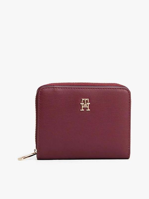 Tommy Hilfiger TH Icon Orta Boy Fermuarlı Kapaklı Kadın Mor Cüzdan AW0AW17742VLP - Image 1