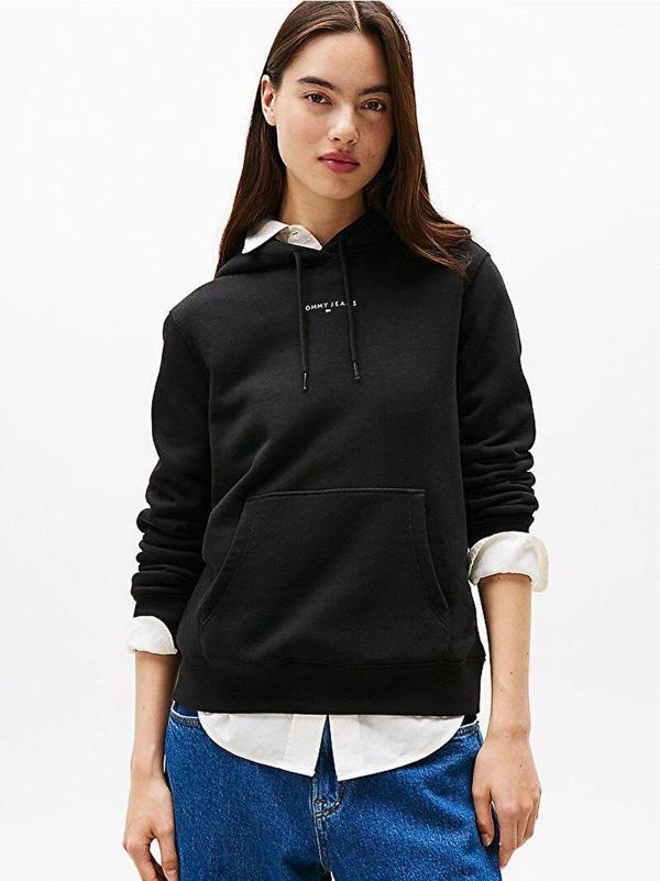 Tommy Hilfiger TJW Normal Kesim Linear Kapüşonlu Kadın Siyah Kazak DW0DW21963BDS - Image 1