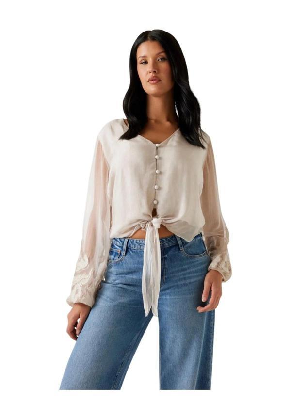 Guess  Kadın Çok Renkli Ipek Karışımlı Relaxed Fit Gömlek W5YH0VWE550-F1CI - Image 1