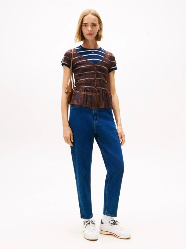 Tommy Hilfiger Mom Ultra Yüksek Bel Bileğe Doğru Daralan Kadın Mavi Jeans DW0DW219541BK - Image 1