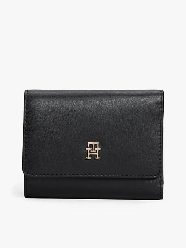 Tommy Hilfiger TH Icon Üç Katlı Kadın Siyah Cüzdan AW0AW17737BDS - Image 1
