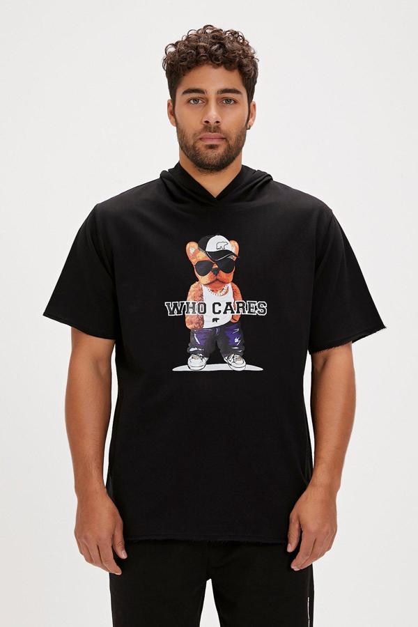 Mood Siyah Erkek Baskılı Hoodie Sweatshirt - Image 1