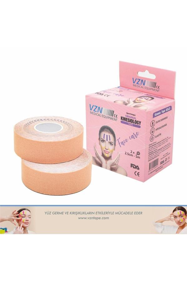 Ten Rengi Yüz Yoga Bandı 2 Adet 2,5cmx5mt Kinesyo Sporcu Ağrı Kinezyo Bandı - Image 1