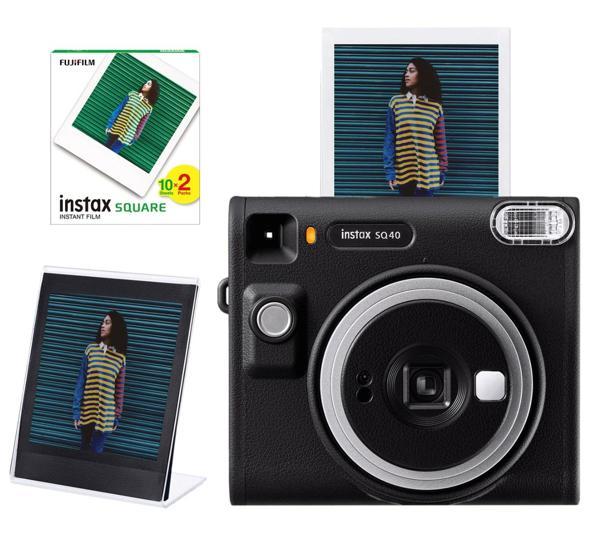 Fujifilm Instax SQ40 Siyah Fotoğraf Makinesi 20'li Kare Film ve Pleksi Çerçeve ve Deri Kılıf - Teşhi - Image 1