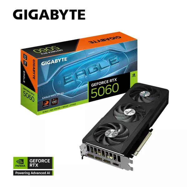 Gigabyte GeForce RTX5060 EAGLE MAX OC GV-N5060EAGLEMAX OC-8GD GDDR7 8GB 128Bit Gaming (Oyuncu) Ekran Kartı - Image 1