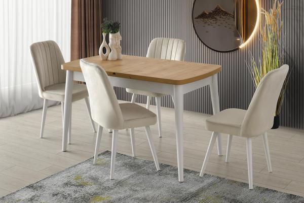 Kelebek Mdf Açılır Mutfak Masa Sandalyeli Takım 75*130cm - Image 1