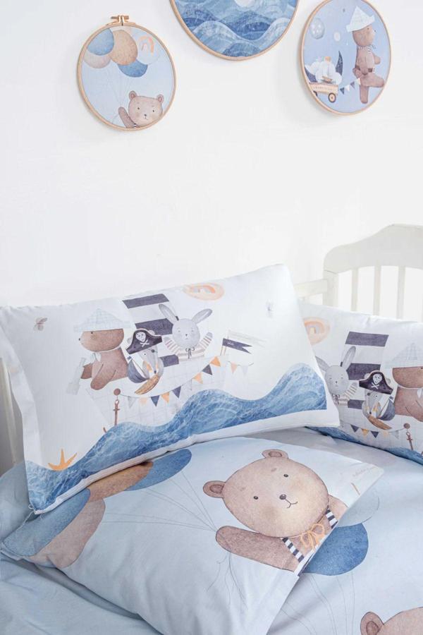 Montisu Mibabies; Captain Bear %100 Pamuk Eğlenceli Nevresim Takımı, Nefes Alabilen, Hipoalerjenik Kumaş - Image 1