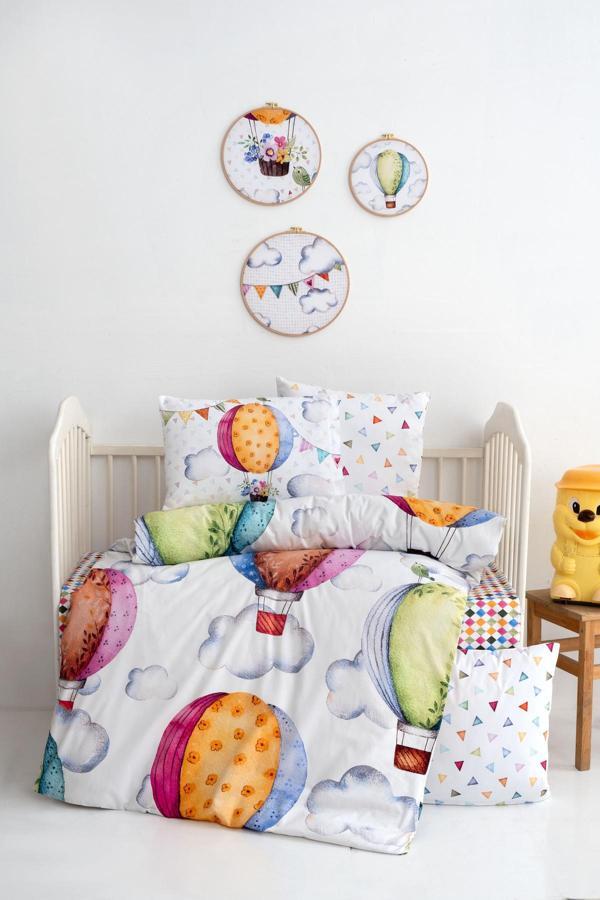 Montisu Mibabies; Baloon, %100 Pamuk Bebek Odası Seti: Nevresim Takımı, Kırlent, 3'Lü Tablo - Image 1