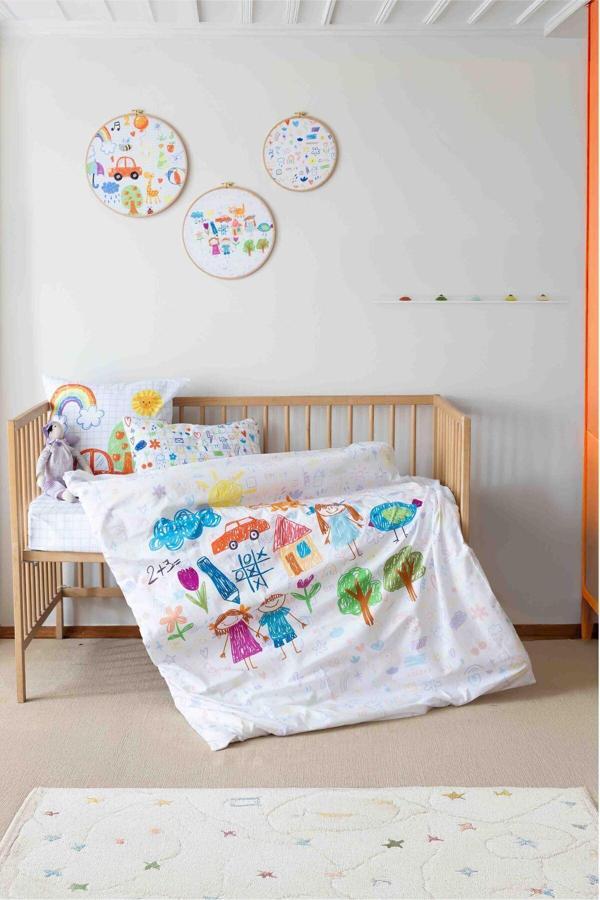 Montisu Cute Little Ones %100 Pamuk Bebek Odası Seti: Nevresim Takımı, Kırlent, 3'Lü Tablo - Image 1