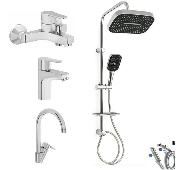 Artema Win S Banyo Bataryası + Lavabo Bataryası + Eviye Bataryası + Doppo Prime Lux Tepe Duş Sistemi - Image 1