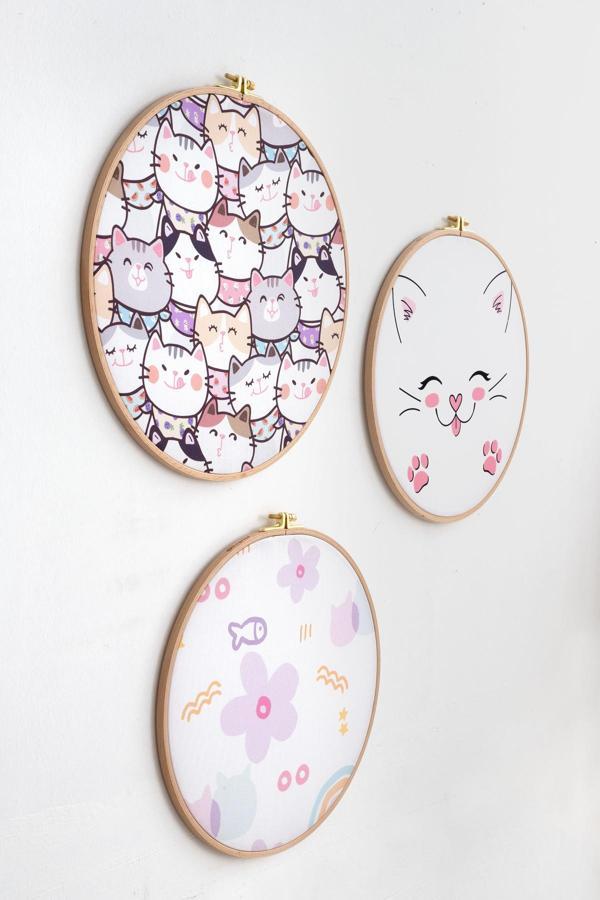 Montisu Mibabies; Crazy Cats 3'Lü Duvar Süsü, Canlı Pigmentli, Digital Baskı, Dekoratif Tablo - Image 1